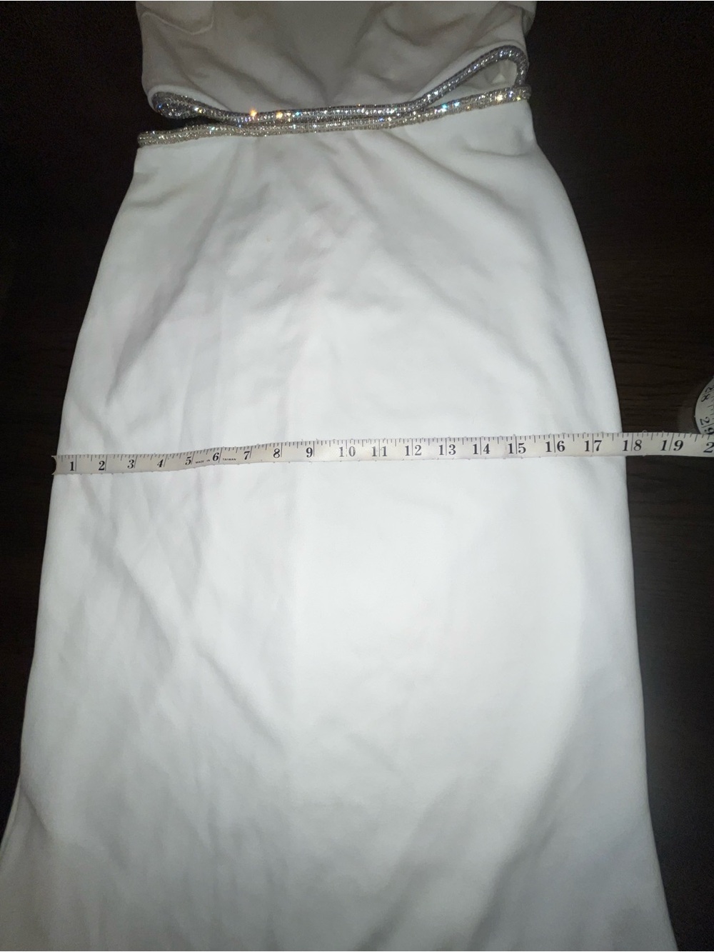 Fashion Nova White Cut Out Backless Gown w/Silver Accents Size M Medium Bridal - Picture 8 of 16